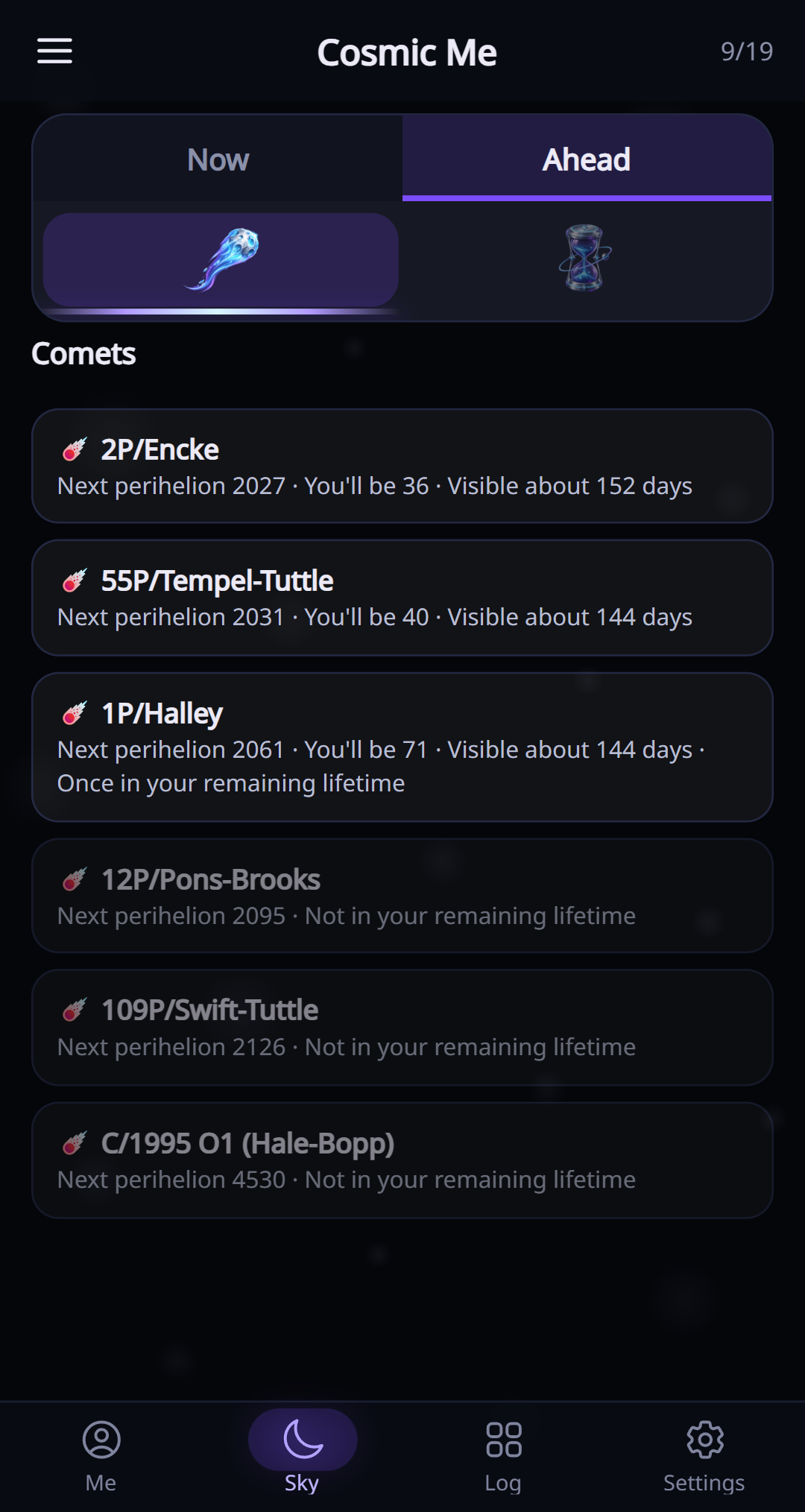 Comets ahead in the current English app