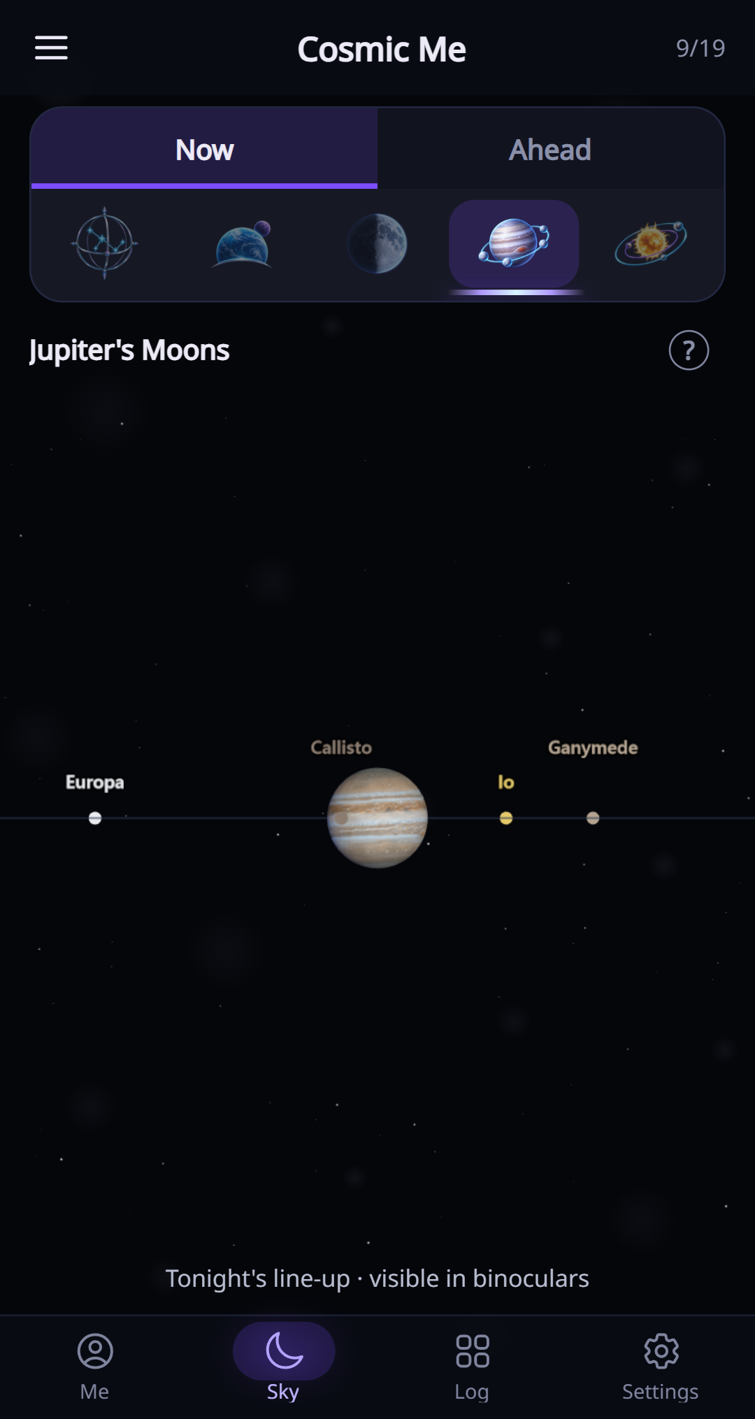 Jupiter’s moons in the current English app
