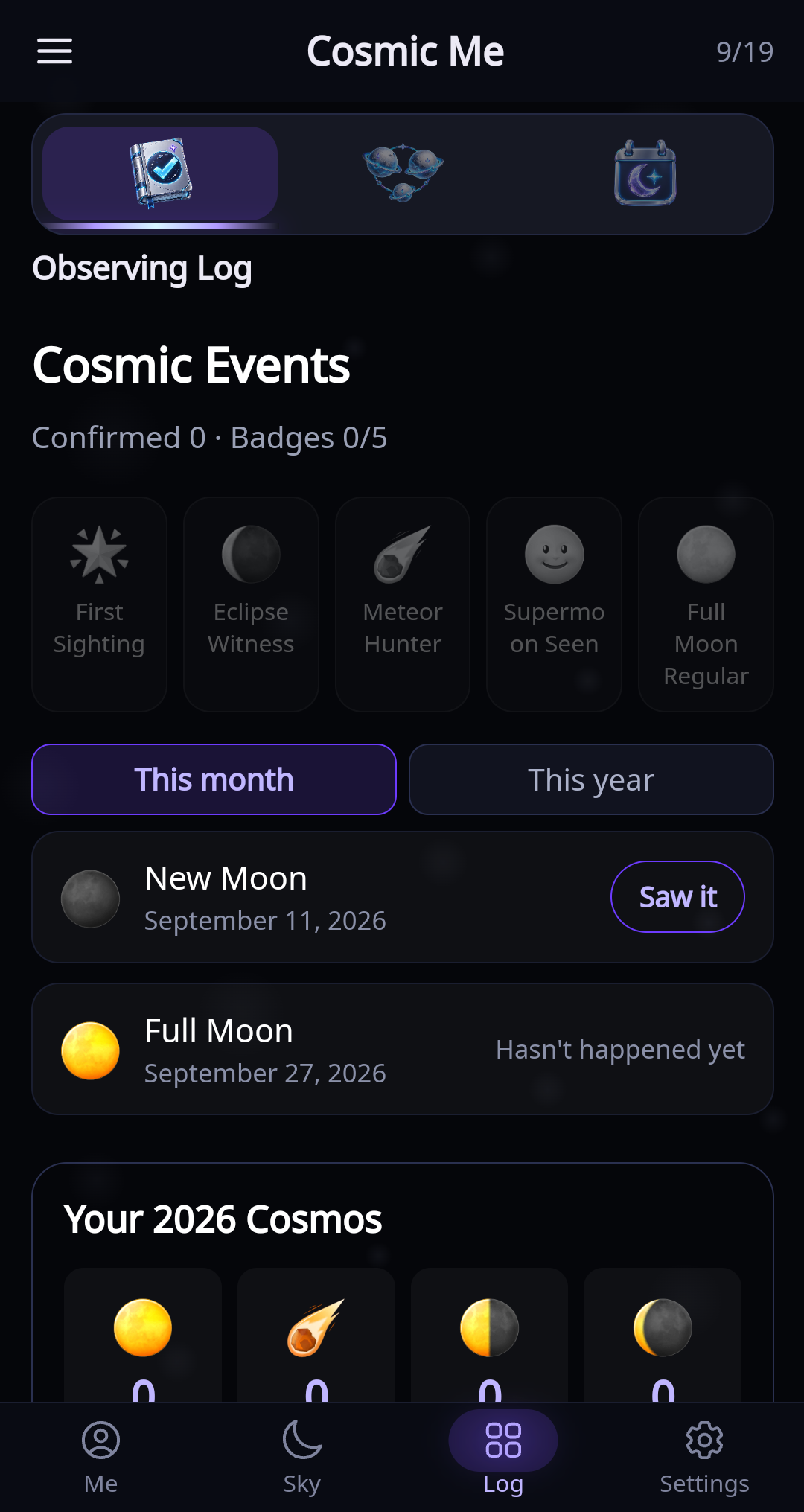Observing Log in the current English app