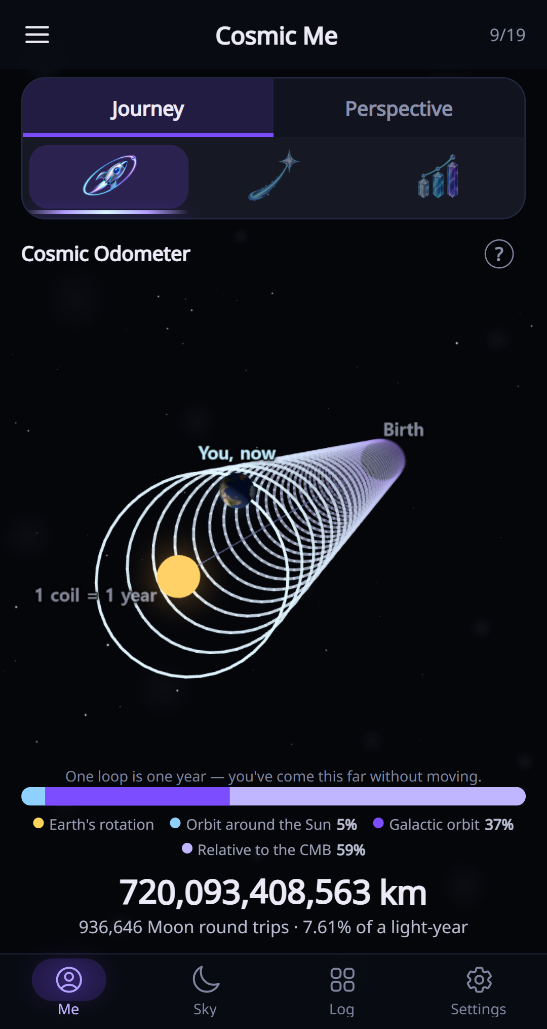 Cosmic Odometer in the current English app