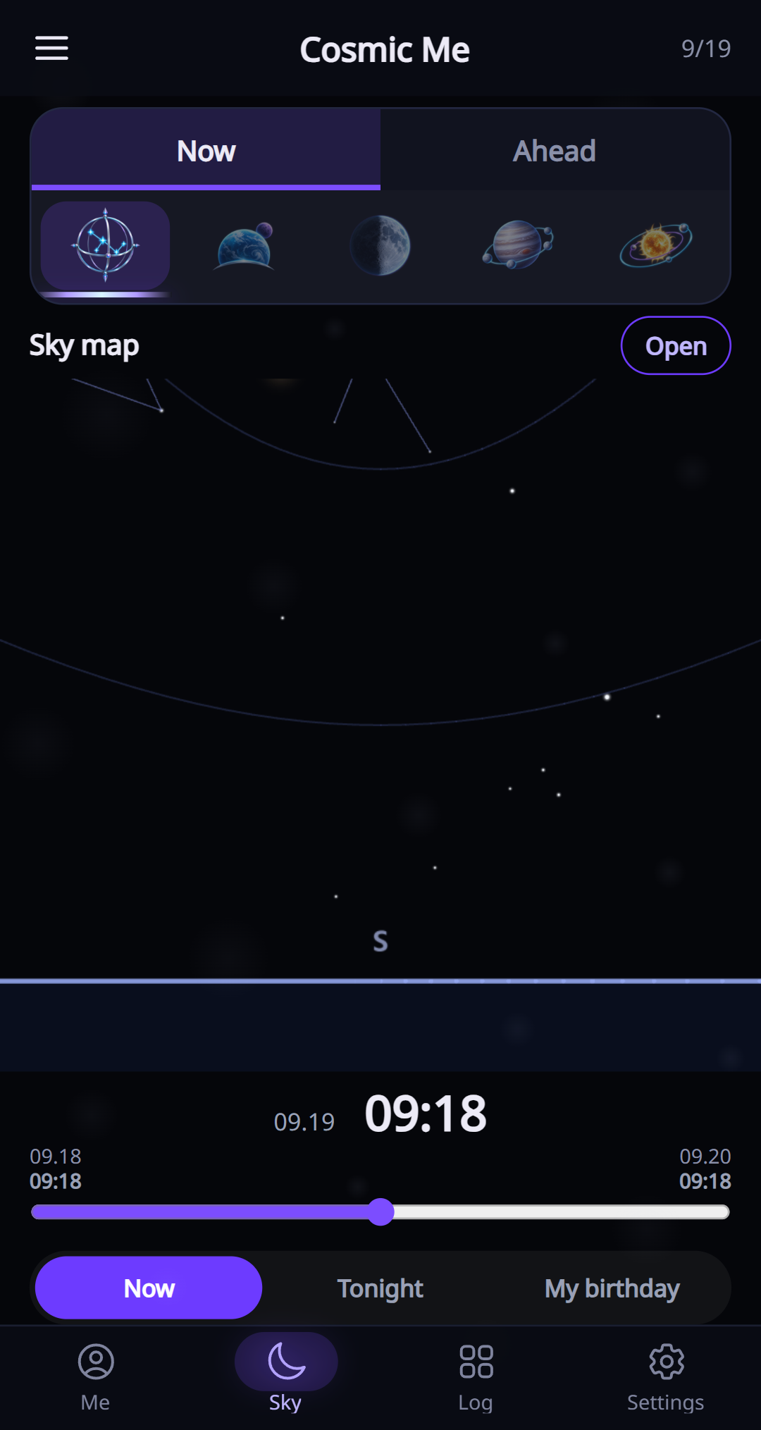 Explore the sky in the current English app