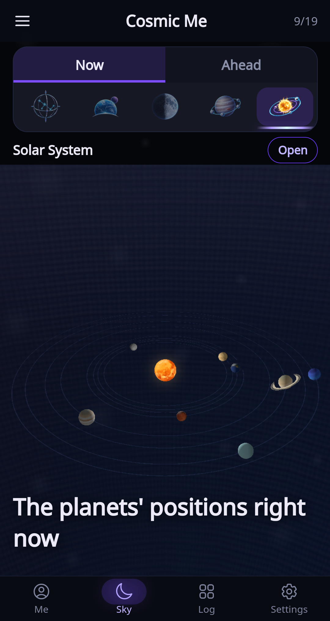 The Solar System in the current English app