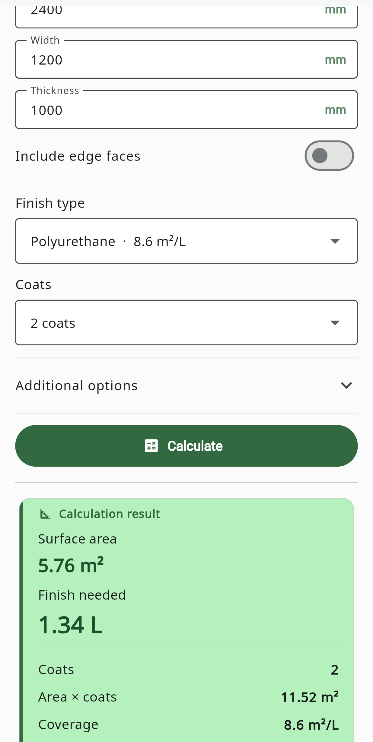 Finish Coverage screen