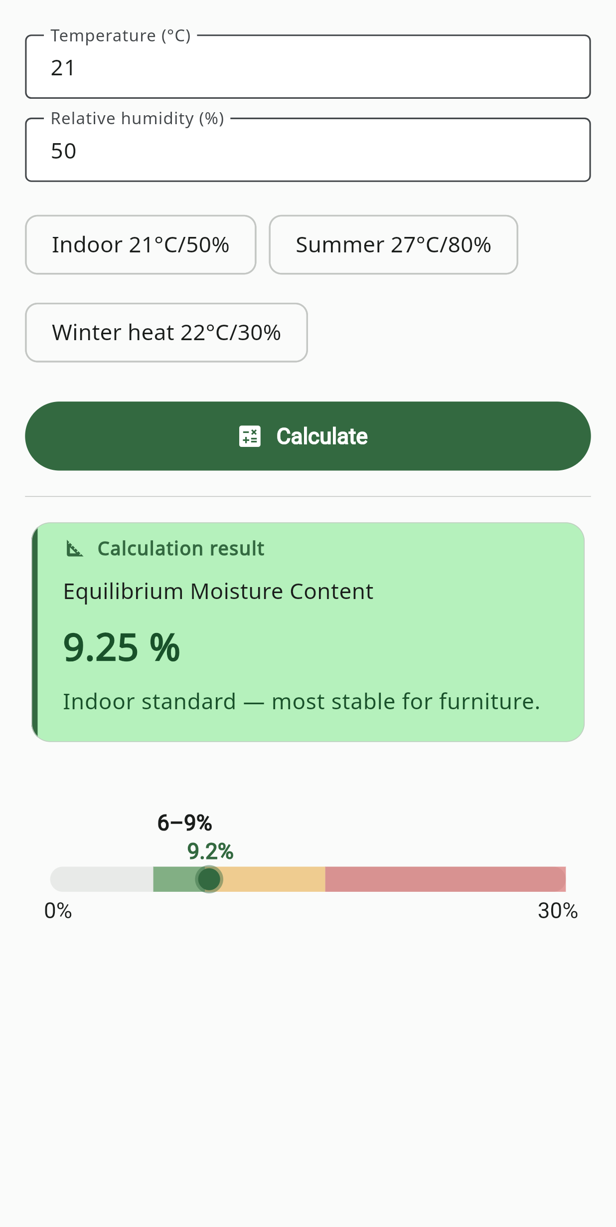 Equilibrium Moisture Content screen
