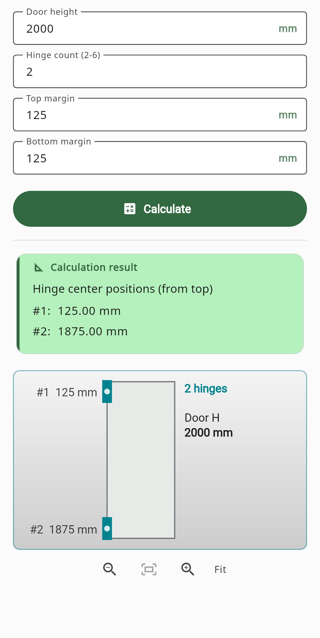 Hinge Placement screen